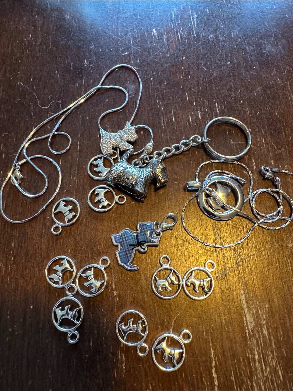 Scottie Dog Terrier Silver Tone Jewelry Lot - Wear or Craft All Wearable